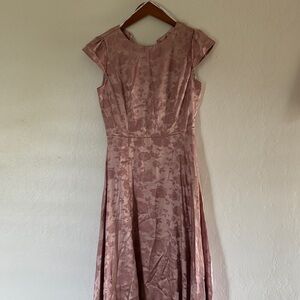 lulus floral satin pink maxi dress with open back | size: M